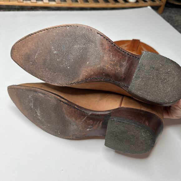 J. Chisholm Tan Leather Cowboy Western Pointed Toe Boots - Picture 9 of 9